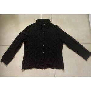 Sag Harbor Stretch Women's Button Up Blouse Black Size M